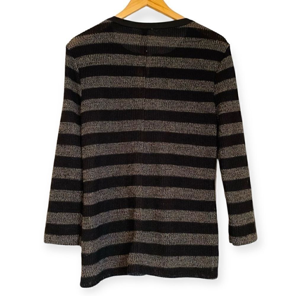 DYLAN Stripe Open Knit Henley Sweater Size Large